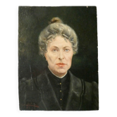 Oil on panel, portrait of a woman, nineteenth