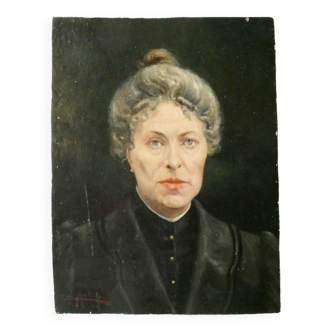 Huile sur panneau, portrait de femme, XIXème