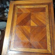 Parisian cabinet in solid wood with three drawers, marquetry and patina.