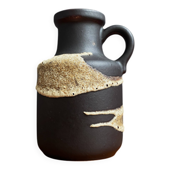 Brown fat lava vase by Scheurich model 414-16 West-Germany 1970s