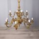 Classic 12 light golden bronze chandelier from the mid-20th century