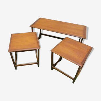 Nesting coffee tables in teak