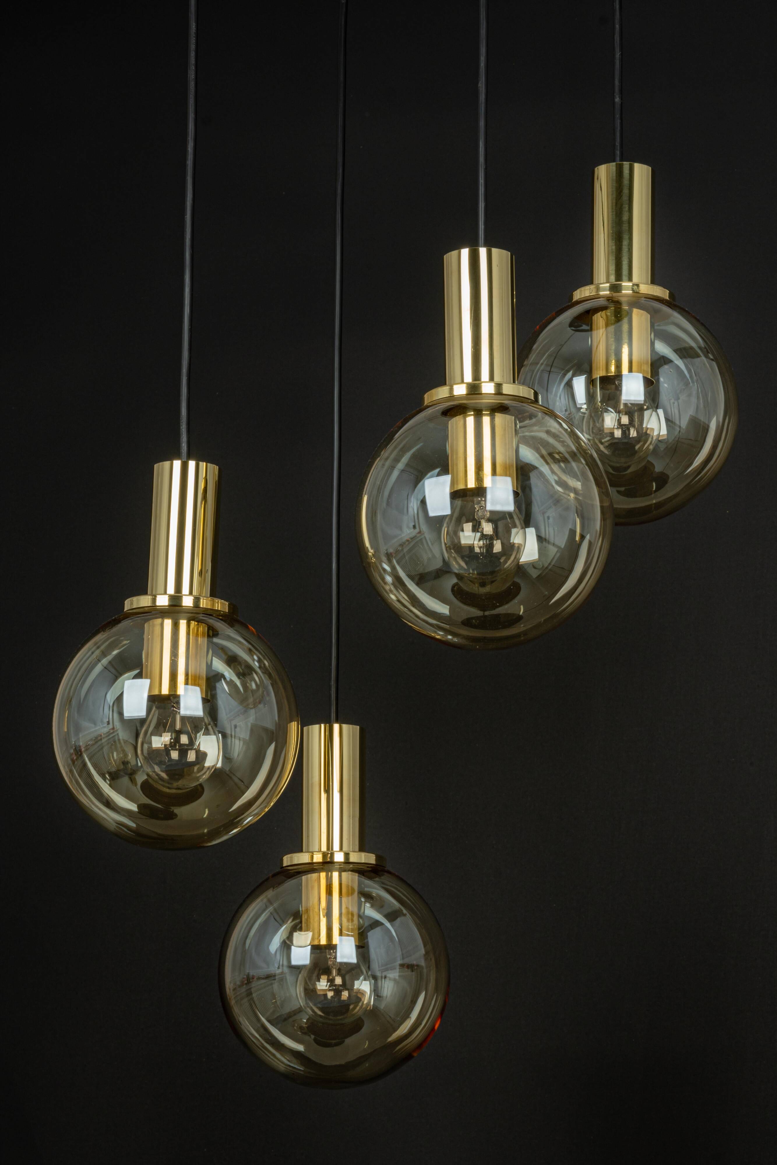 Large smoked glass chandelier design by Ott Int. Germany, 1970s.