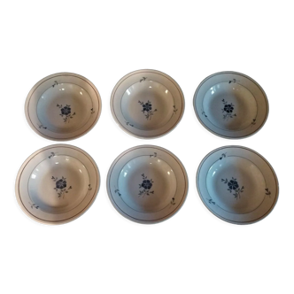 Series of six hollow plates Moulin des loups Orchies model Prisca 50s