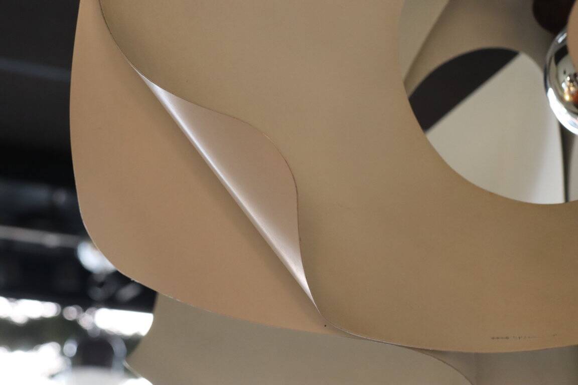 Space Age pendant lamp by Jean D'Imbleval in white lacquered aluminum, 1970
