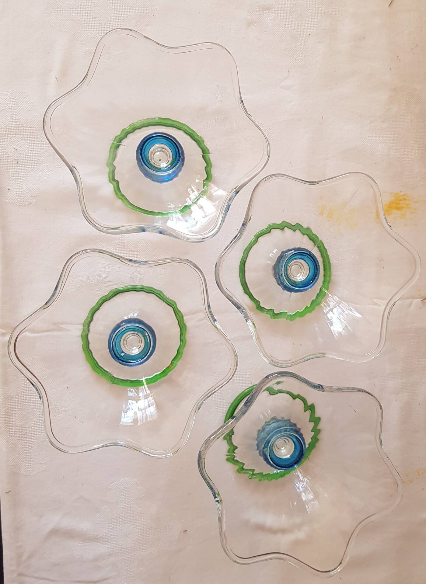 Set of 4 vintage glass ice cream bowls.