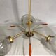 Vintage 70s brass and glass chandelier