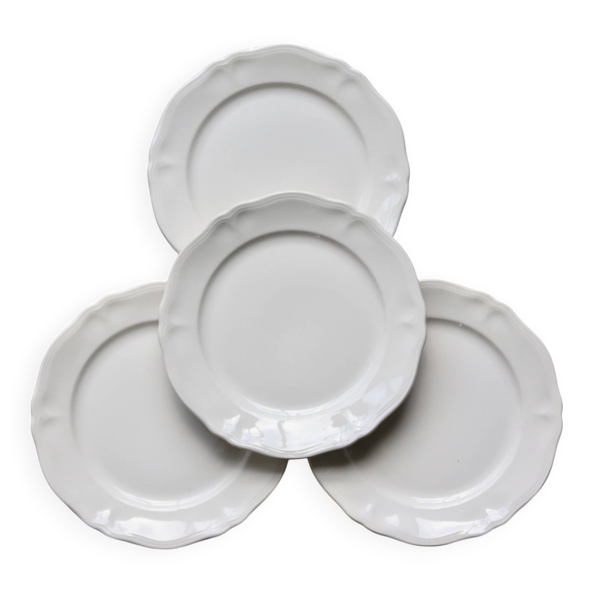 4 vintage dessert plates ivory earthenware Moulin des Loups - Marli song