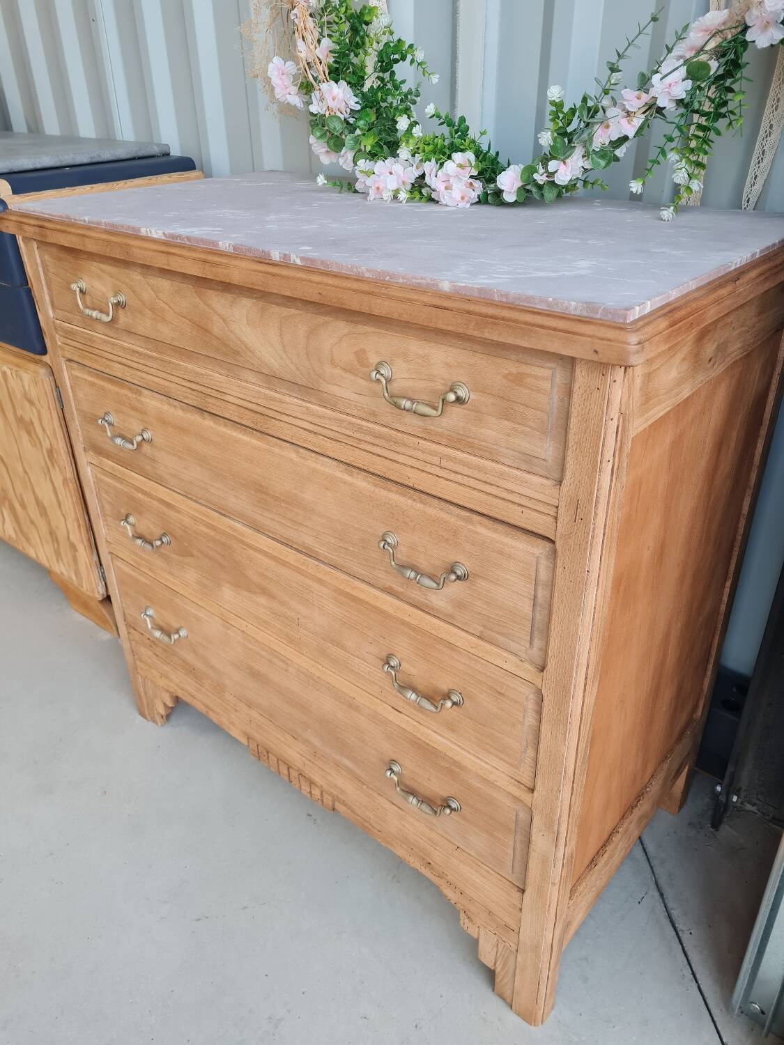 Commode art déco vintage bois massif