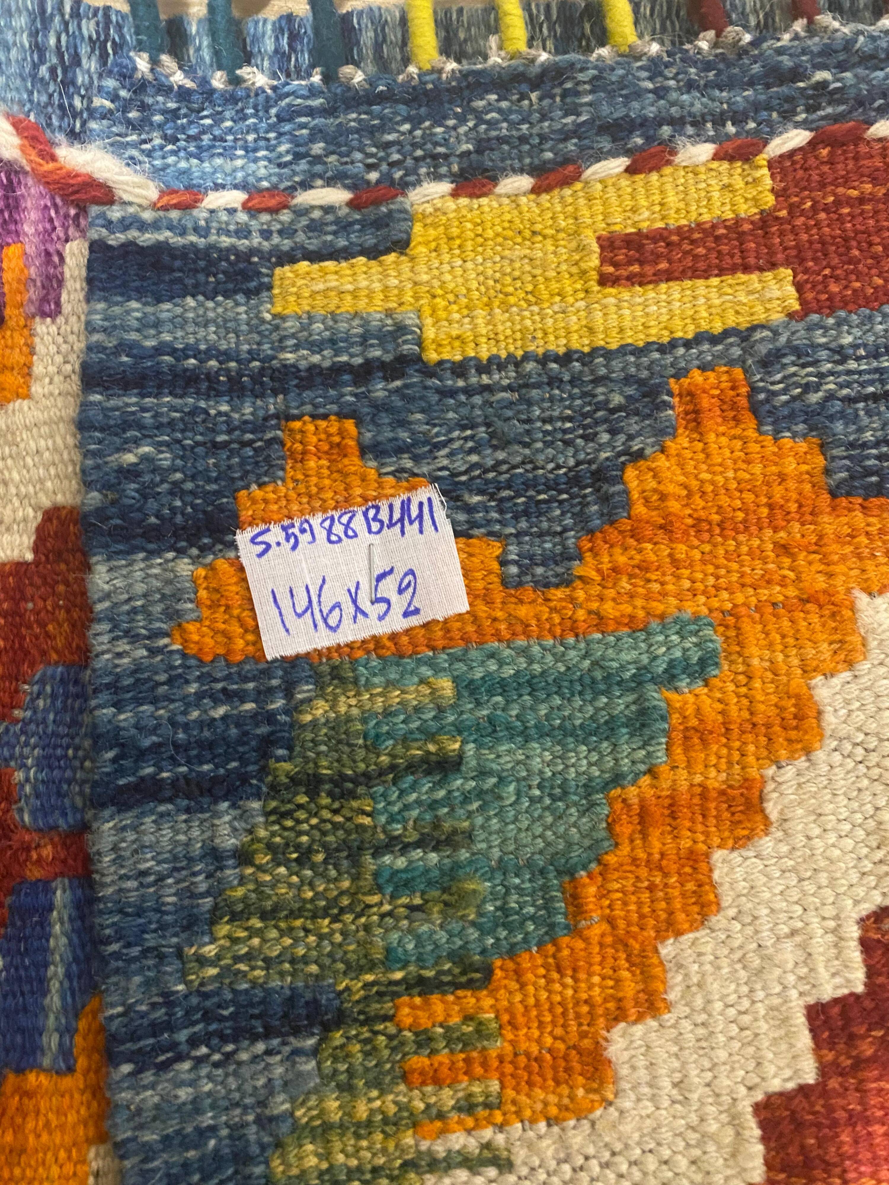 Tapis kilim Afghan coloré – Artisanal – Laine 100 %
