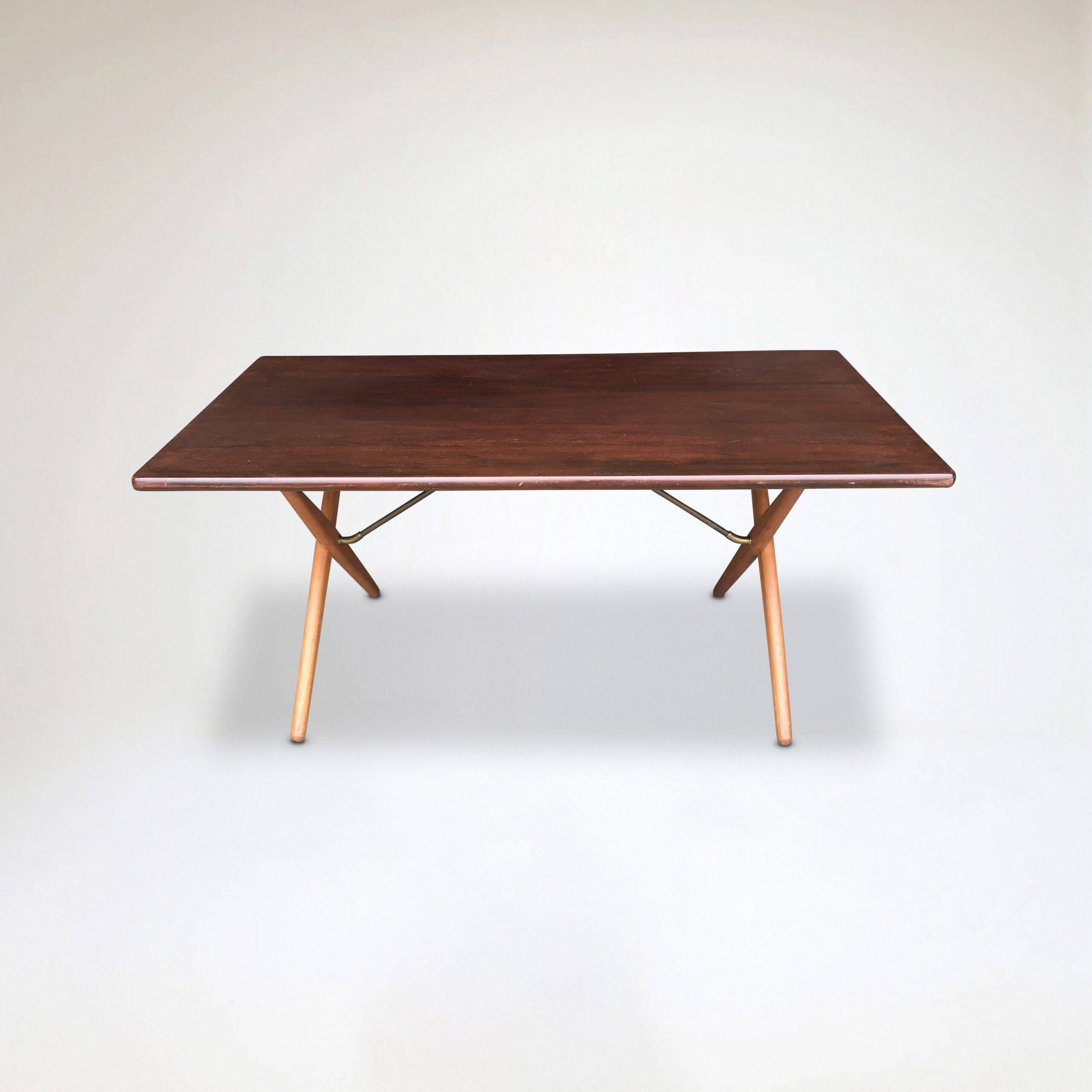 AT-303 Sawbuck oak dining table by Hans Wegner for Andreas Tuck 1950s