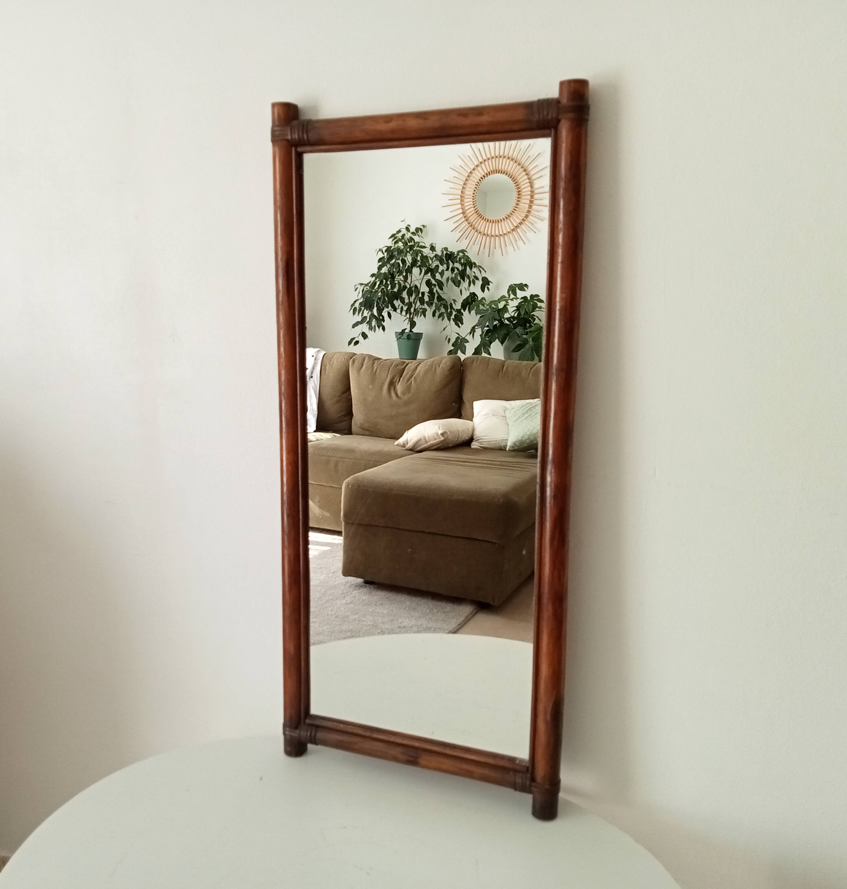 Vintage bamboo and rattan mirror from the 60s/70s.