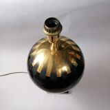 Ball lamp base, 70s design, black and gold.