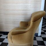 Caramel-coloured wool velvet armchair.