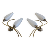 Pair of double brass wall lights from the 50s/60s