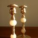 Brass and alabaster chandeliers, French from the 60s