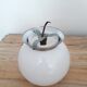Old bistro ceiling lamp - semi-spherical globe in white opaline - 1950