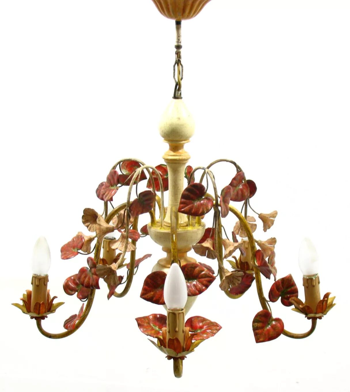 Lustre floral Hollywood Regency, années 1970