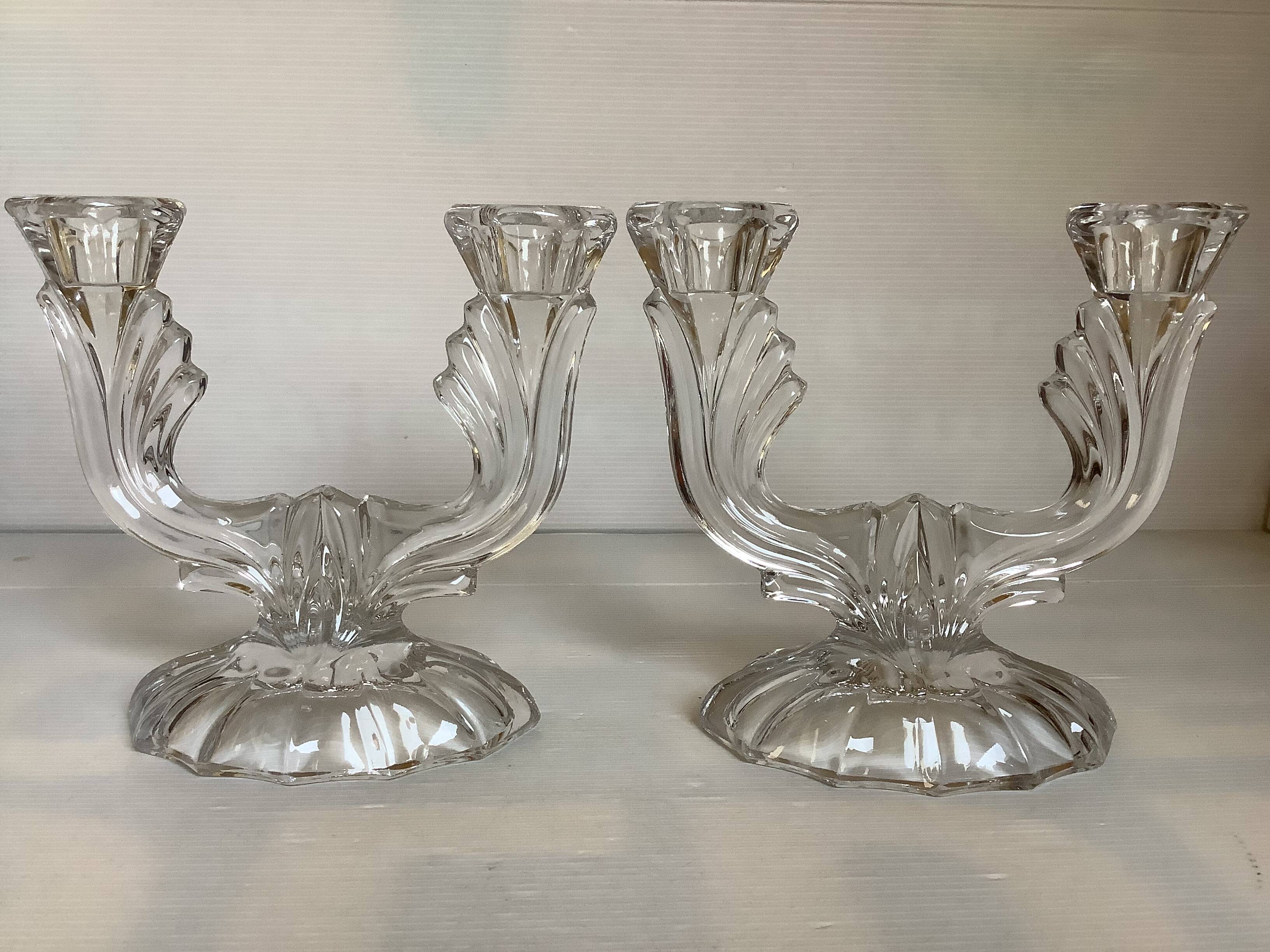 Pair of two-light Art Deco candlesticks