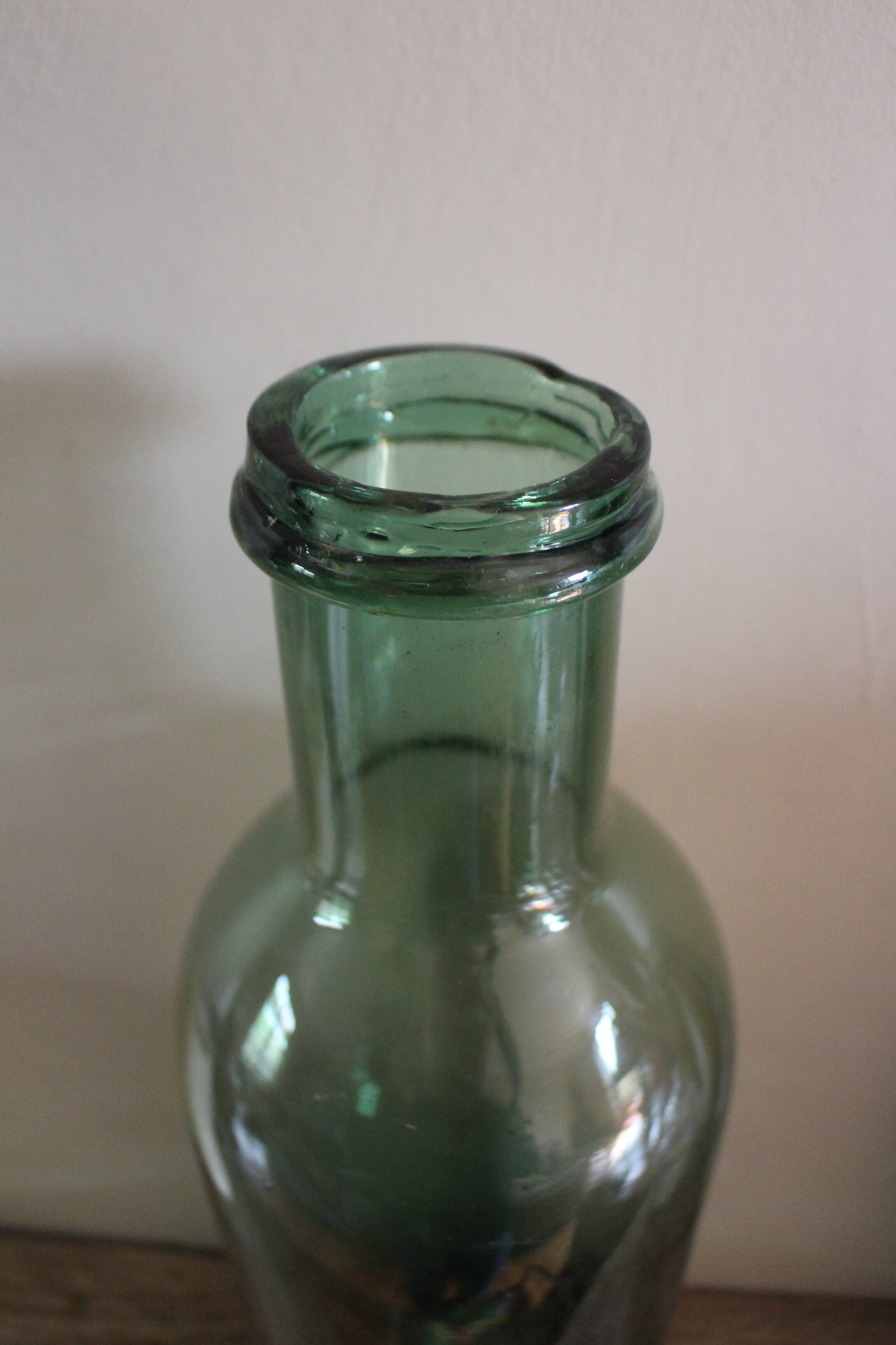 Green Glass Bottle Large Flask Vase