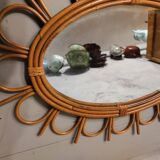 Miroir ovale en rotin, 1960