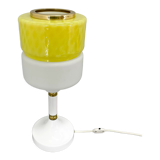 Lampe de table en verre jaune et blanc des années 1970 par Drukov, marquée