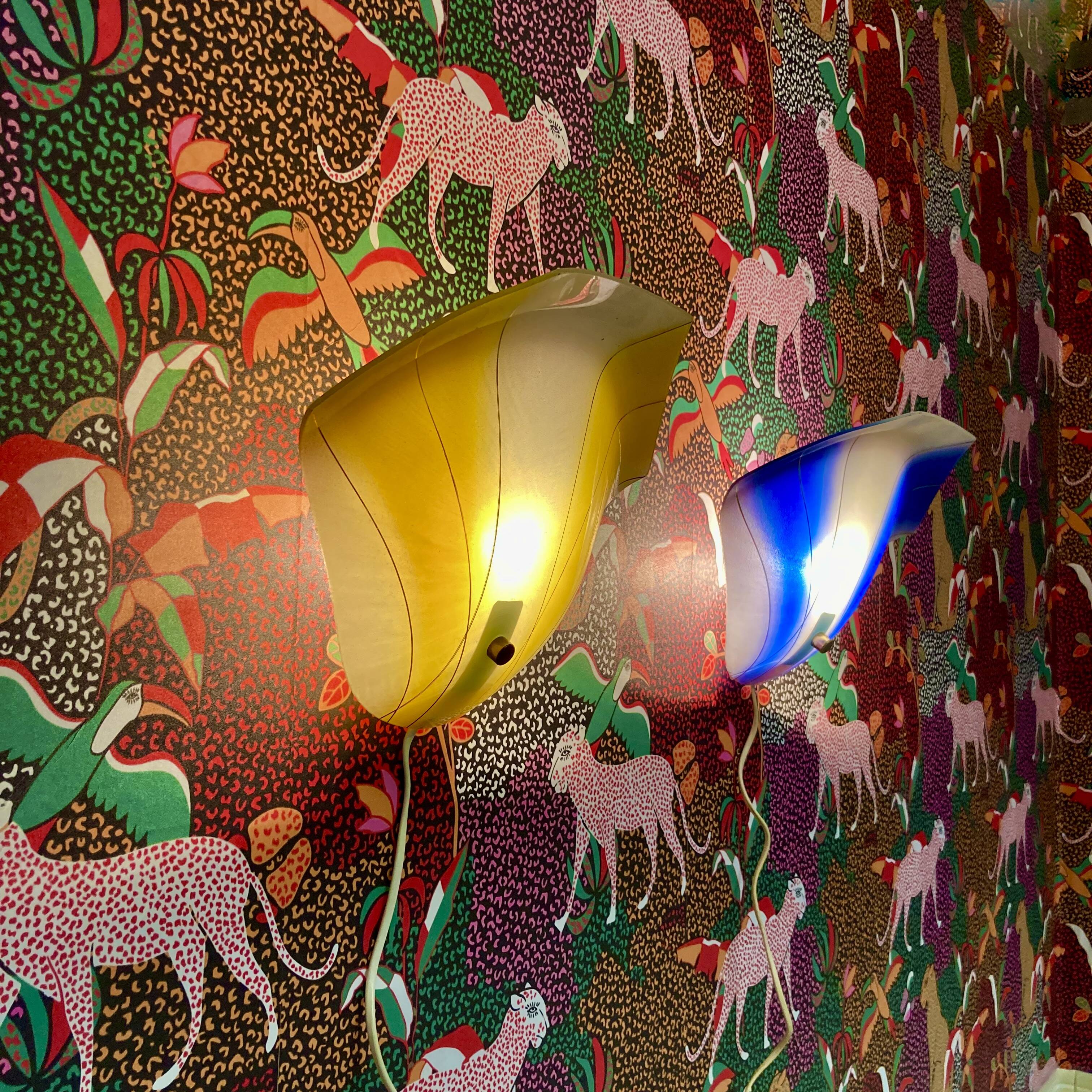 Pair of glass wall lights Scandinavian design 1950.