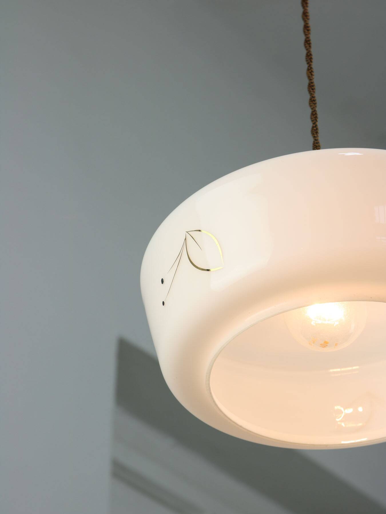 Mid-century Modern Italian Brass and White Glass Pendant Lamp, 1960s