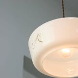 Mid-century Modern Italian Brass and White Glass Pendant Lamp, 1960s