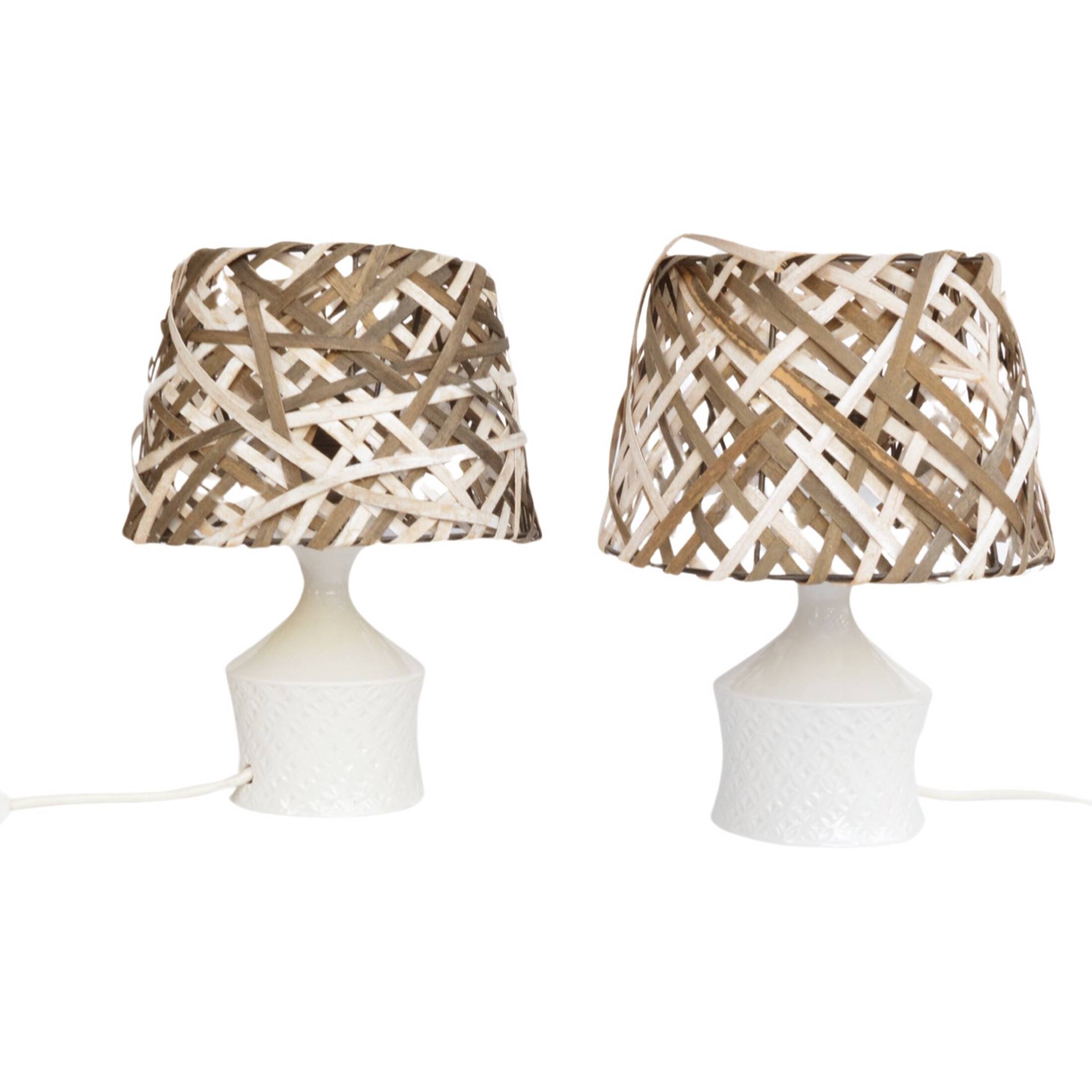 A pair of bedside lamps, porcelain base, Unterweisbach, Germany, 1970s.