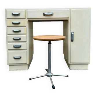 Mado desk with drawers and stool, circa 1950