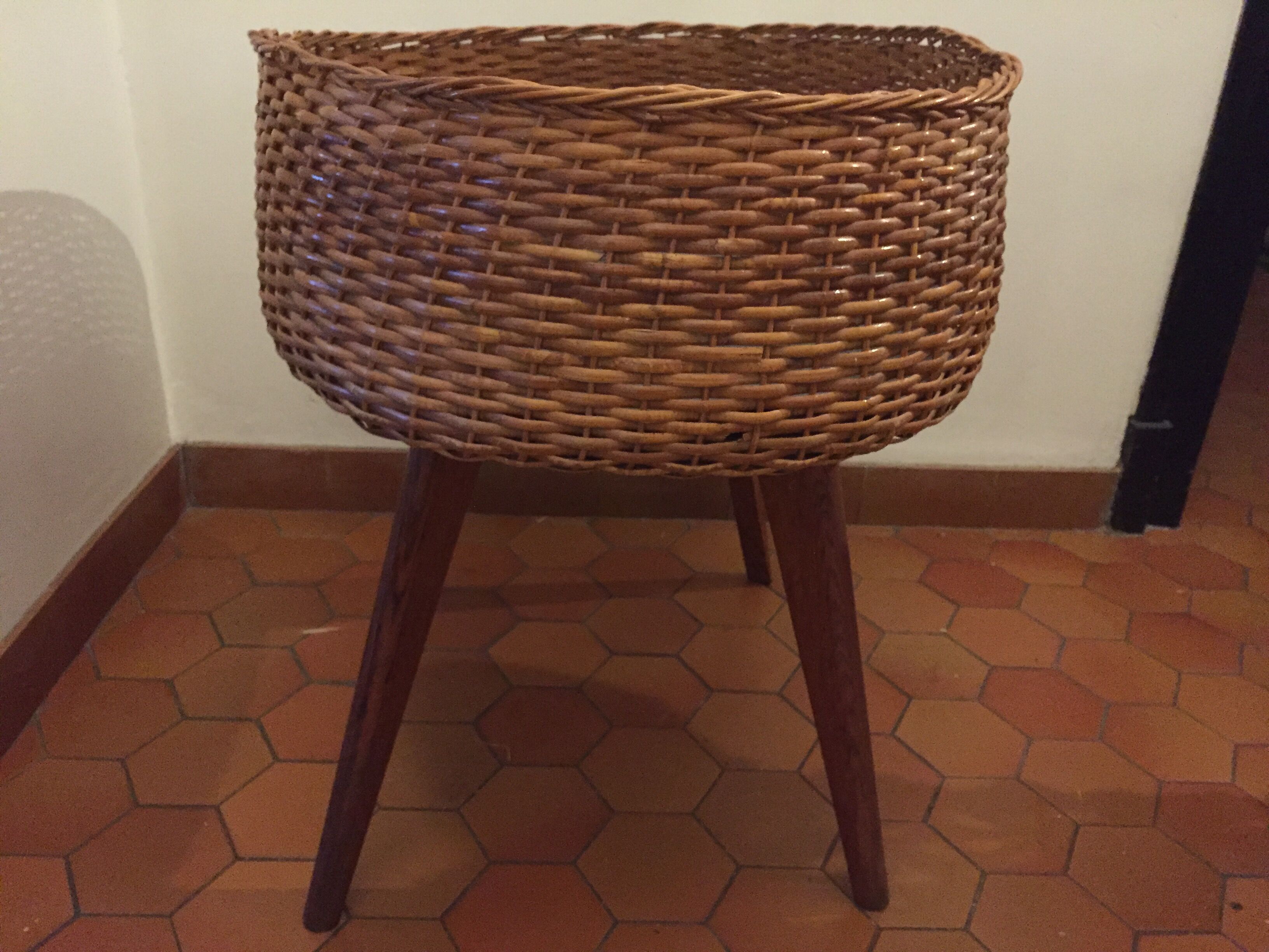 Vintage rattan plant holder