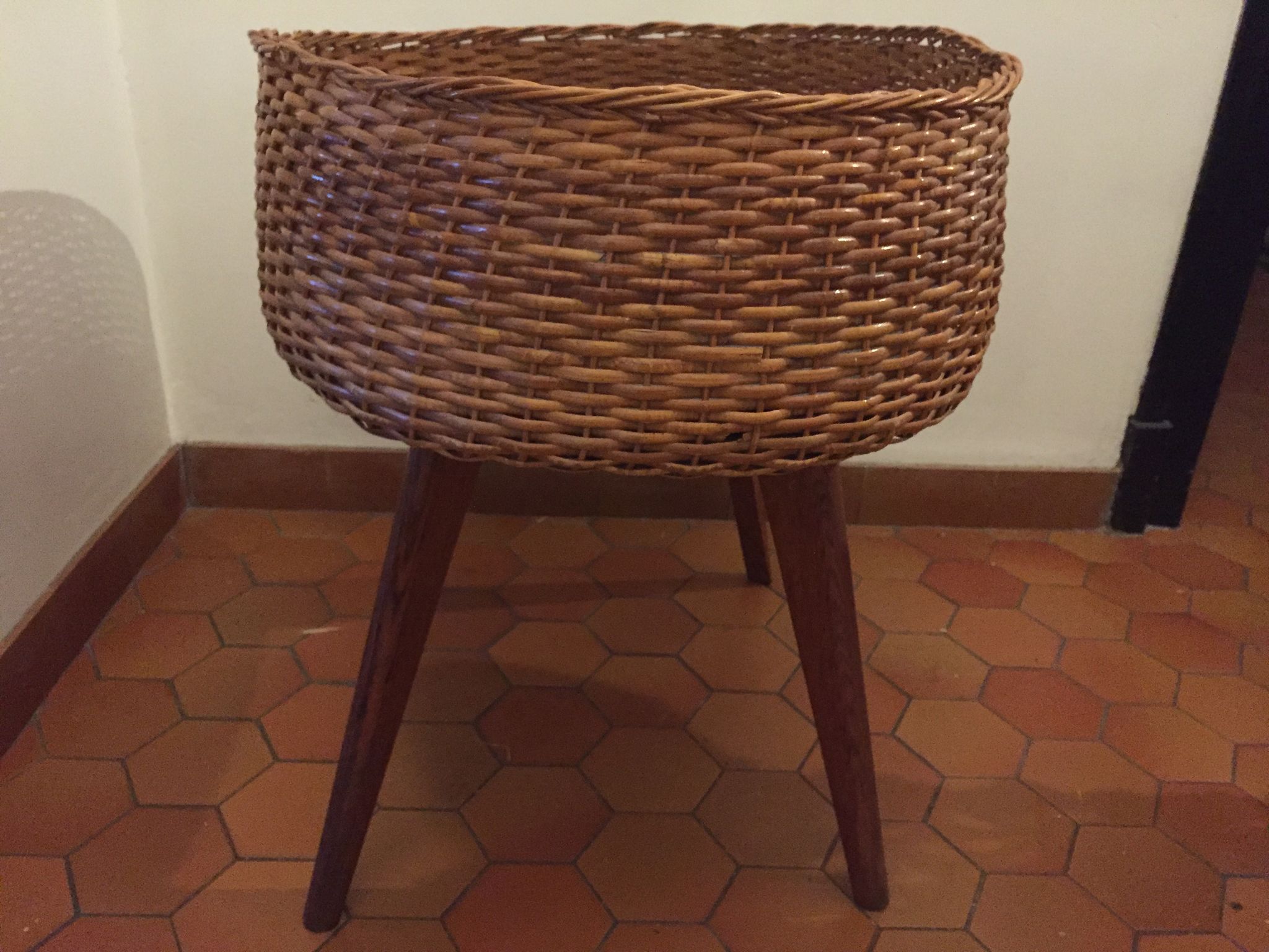 Vintage rattan plant stand
