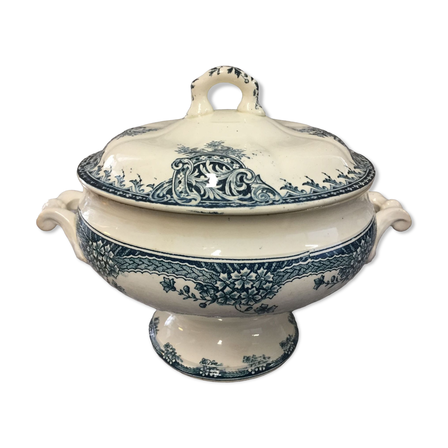 Soupière antique en faïence époque XIXème siècle