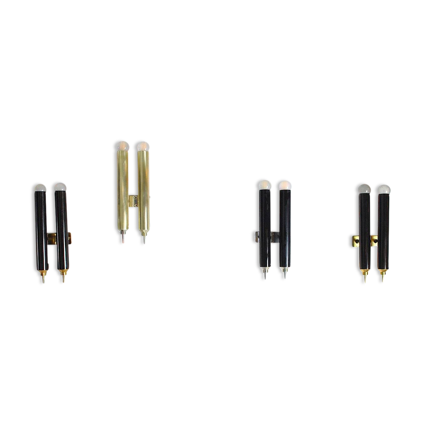 Nickel-plated brass wall lights by Lumière Bologna, 1960s, set of 4.
