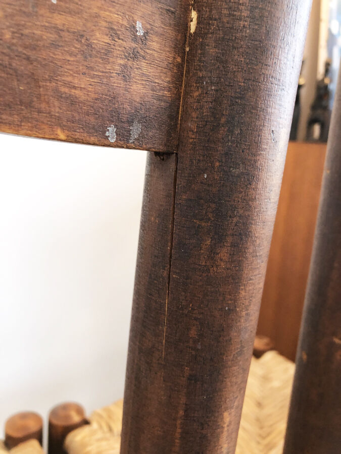 Pair of straw brutalist chairs, 1970