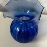 Lancel style cobalt blue vase - ball shape and collar h 25 cm