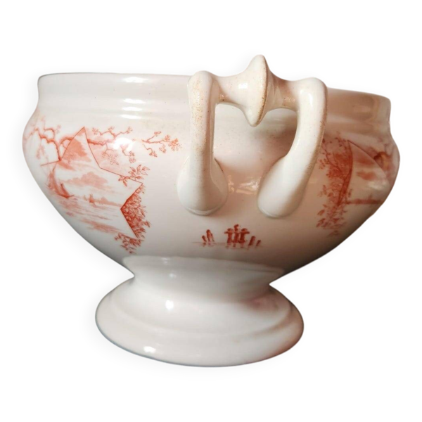 Soupière hollandaise Petrus Regout Marines Series 1896 Maastricht Red Transferware