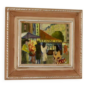 Original Swedish Oil on Panel "French Street Life" -