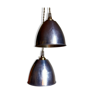 Pair of vintage aluminum lampshade suspensions