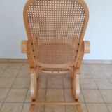 Wooden and cane rocking chair