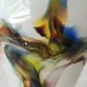 Vase flammé/volutes en opaline blanche/Verre d Art polychromes. Style Murano. Haut 23,5 cm