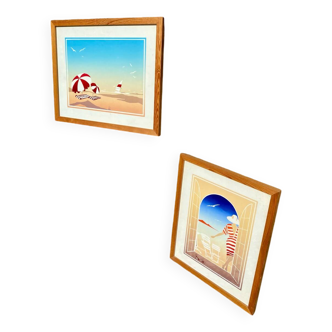 Duo of vintage 90s paintings