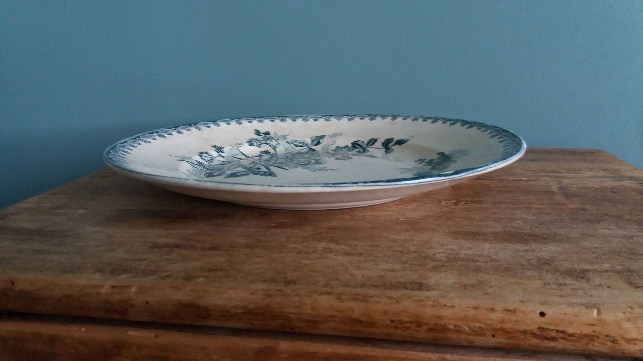 Flat plate, ironstone, Saint Amand, Margot decoration, Amandinoise company, 1920.