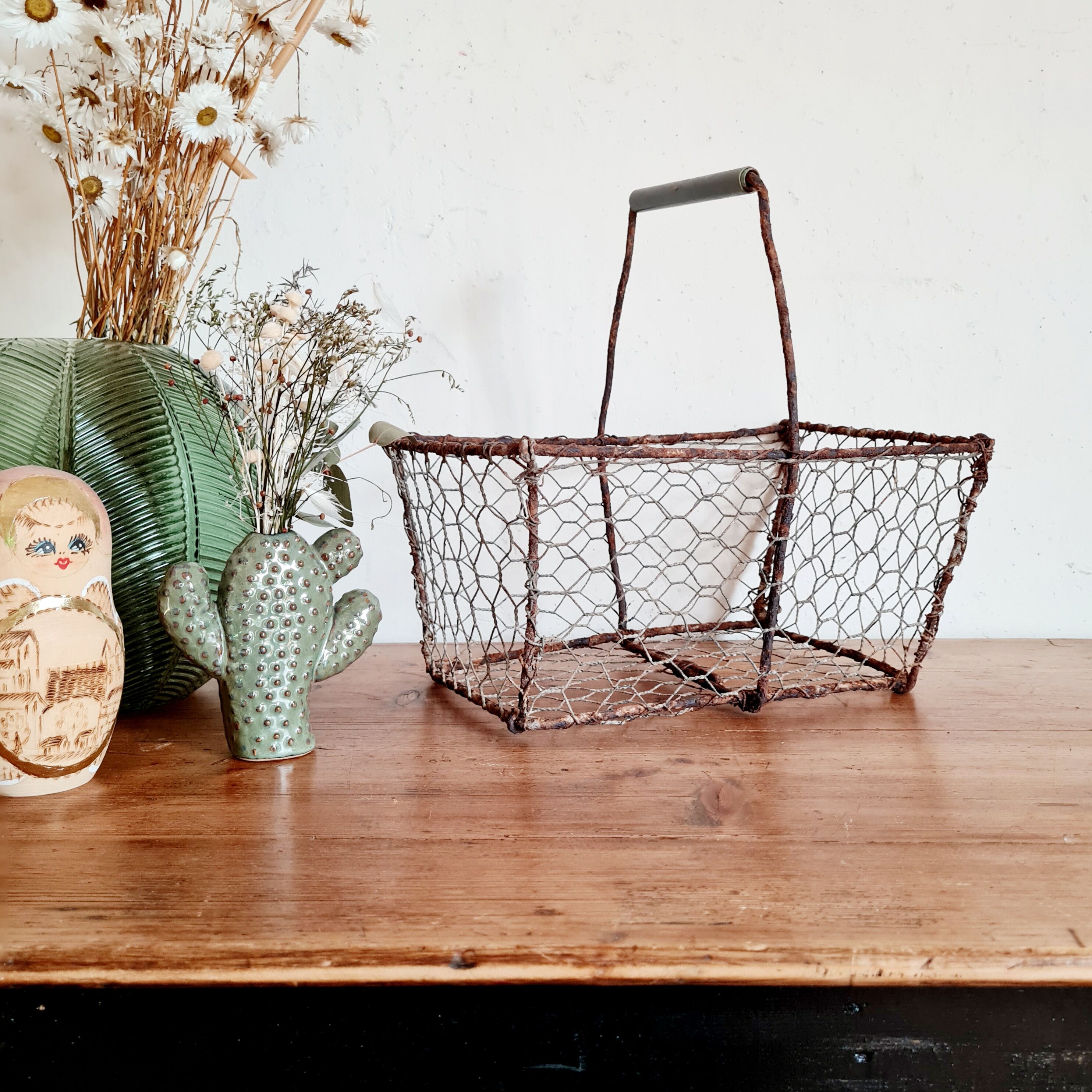 Old wired metal basket