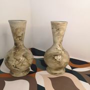 Pair of hand-painted terracotta vases