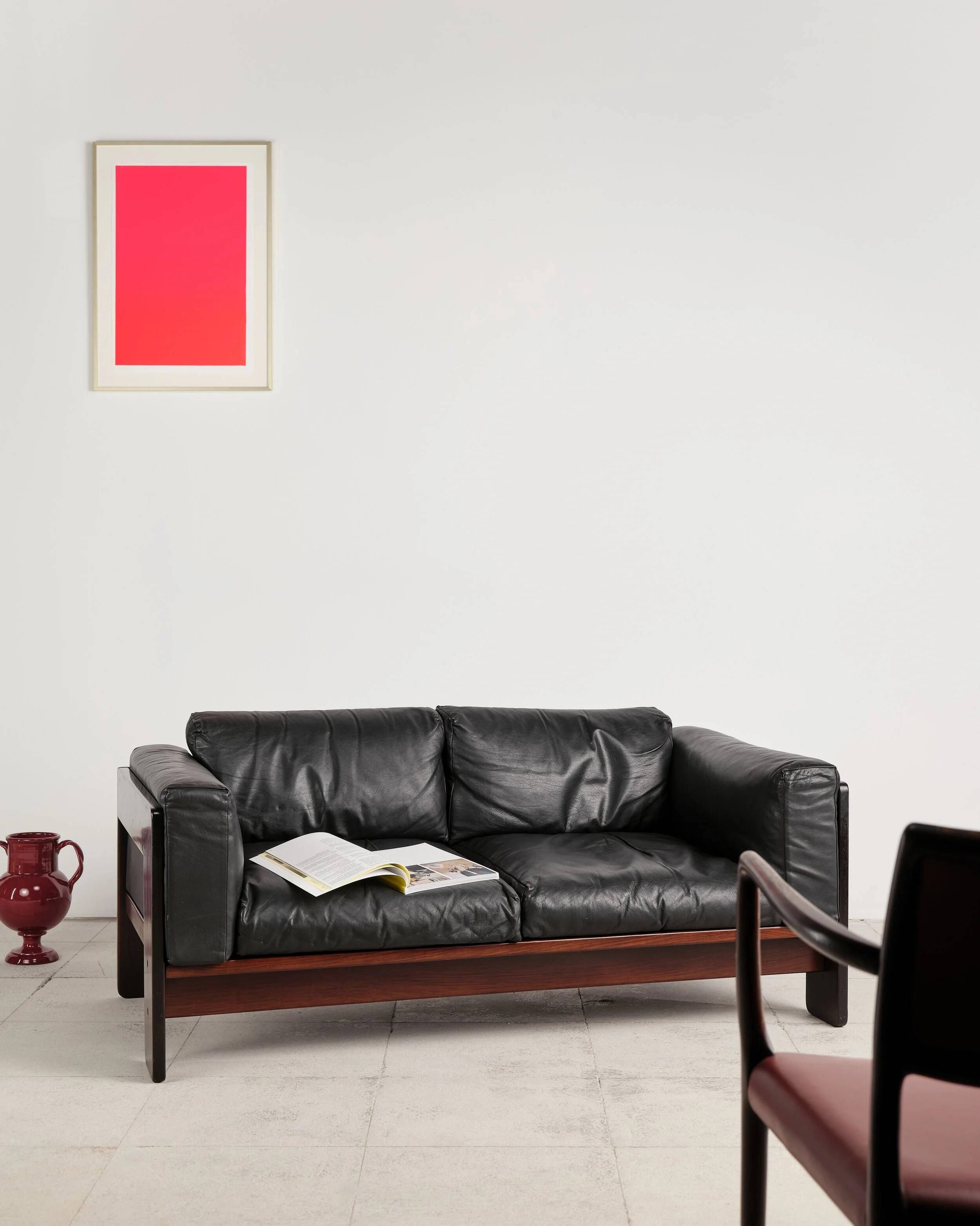 Bastiano two-seater sofa in leather by Tobia Scarpa, Italy, 1960s.