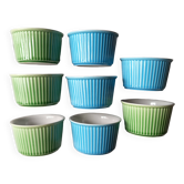 8 vintage Villeroy and Boch blue and green ramekins