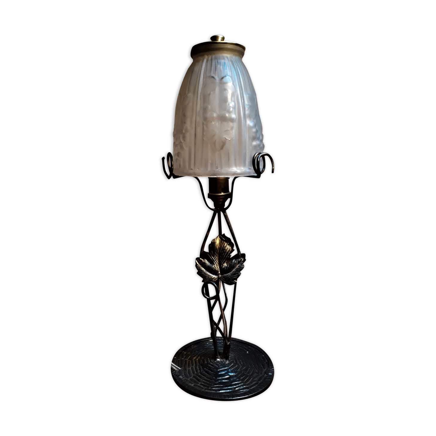 Black wrought iron lamp with gold patina