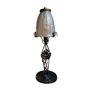 Lampe fer forgé noir avec patine